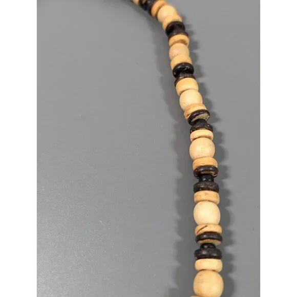 Y2K Brown Wood Bead Surfer Style Necklace Beach‎ Coastal 18 in - Picture 4 of 7